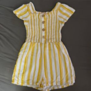 Girls yellow & white strips romper